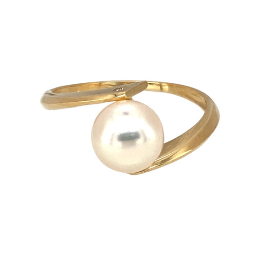 18ct Gold Diamond & Pearl Set Twist Ring