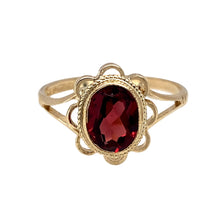 Load image into Gallery viewer, 9ct Gold &amp; Red Stone Scalloped Edge Ring
