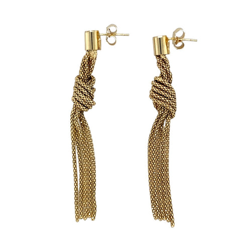 9ct Gold Knotted Tassel Drop Earrings