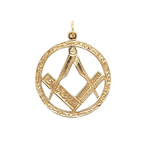 9ct Gold Patterned Masonic Symbol Pendant