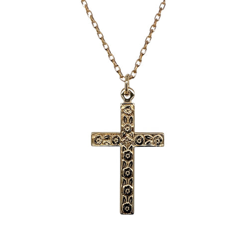 9ct Gold Patterned Cross 20