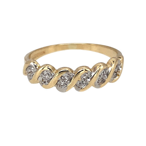 9ct Gold & Diamond Set Twist Band Ring