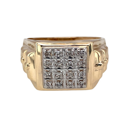 9ct Gold & Diamond Set Watch Style Signet Ring