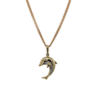 9ct Gold & Diamond Set Dolphin 16" Necklace