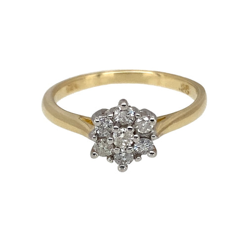 9ct Gold & Diamond Set Flower Cluster Ring