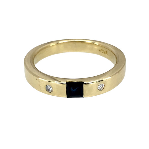 9ct Gold Diamond & Sapphire Set Band Ring