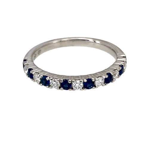 18ct White Gold Diamond & Sapphire Set Band Ring