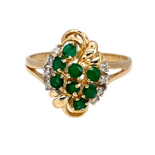 Load image into Gallery viewer, 14ct Gold Diamond &amp; Emerald Set Dress Ring
