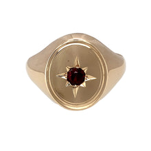 Load image into Gallery viewer, 9ct Gold &amp; Garnet Set Oval Signet Ring
