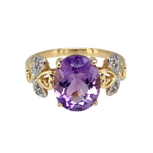 Load image into Gallery viewer, 10ct Gold Amethyst &amp; Cubic Zirconia Set Ring
