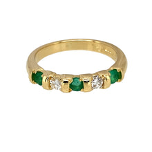 Load image into Gallery viewer, 18ct Gold Diamond &amp; Emerald Set Band Ring
