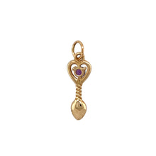 Load image into Gallery viewer, New 9ct Yellow Gold &amp; Amethyst Set February Birthstone Lovespoon Pendant with the weight 0.90 grams. The amethyst is 3mm diameter
