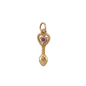 New 9ct Yellow Gold & Amethyst Set February Birthstone Lovespoon Pendant with the weight 0.90 grams. The amethyst is 3mm diameter