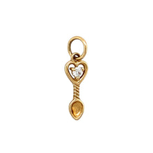 Load image into Gallery viewer, New 9ct Gold &amp; Cubic Zirconia Set April Birthstone Lovespoon Pendant
