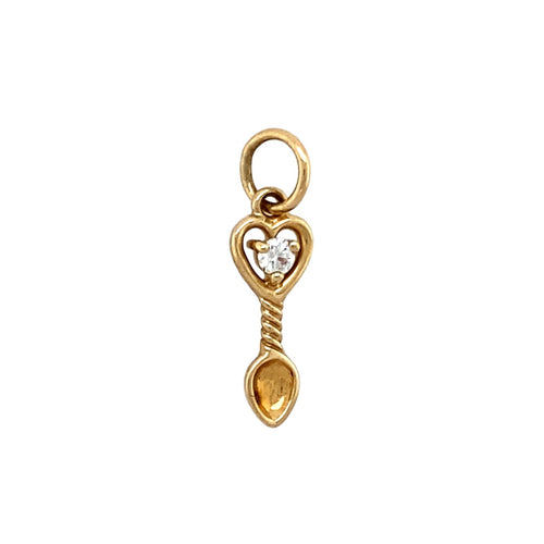 New 9ct Gold & Cubic Zirconia Set April Birthstone Lovespoon Pendant
