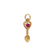 Load image into Gallery viewer, New 9ct Gold &amp; Ruby Set July Birthstone Lovespoon Pendant
