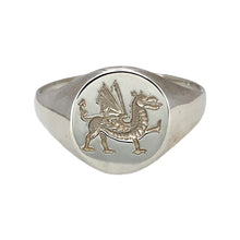 Load image into Gallery viewer, New 925 Silver Welsh Dragon Oval Signet Ring
