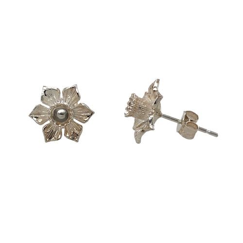 New 925 Silver Welsh Daffodil Stud Earrings