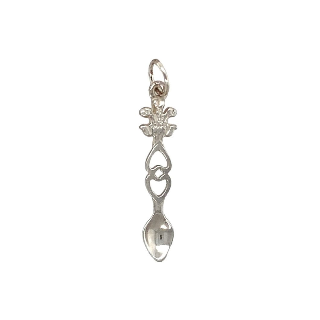 New 925 Silver Heart Three Feather Lovespoon Pendant