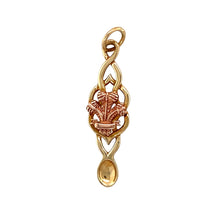 Load image into Gallery viewer, New 9ct Gold Welsh Three Feather Celtic Knot Lovespoon Pendant
