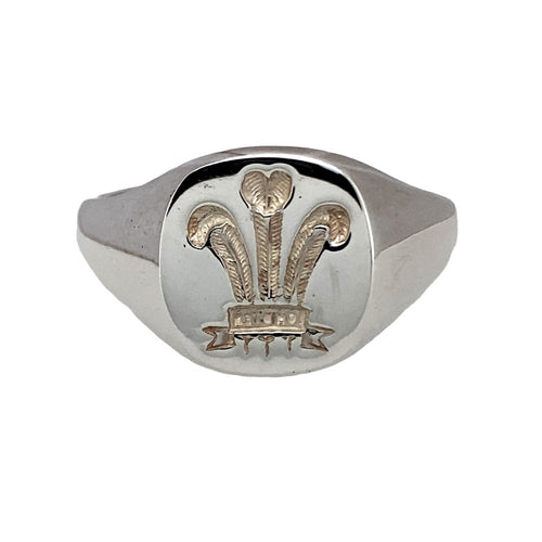New 925 Silver Three Feather Square Signet Ring