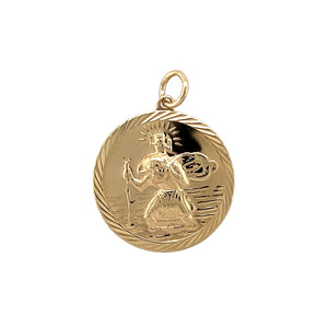 Preowned 9ct Yellow Gold Double Sided St Christopher Pendant with the weight 2.70 grams