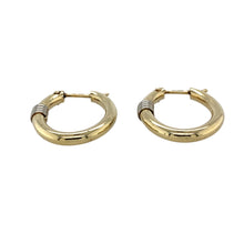 Load image into Gallery viewer, Preowned 9ct Yellow and White Gold Oval Creole Earrings with the weight 2.50 grams
