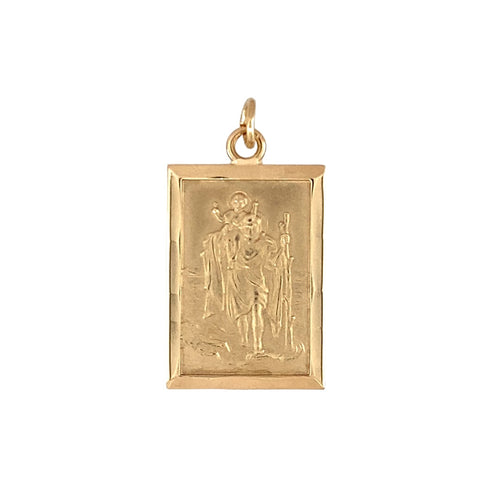 9ct Gold Rectangular St Christopher Pendant