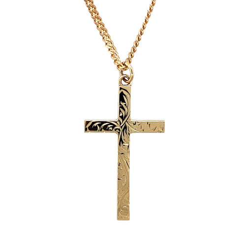 9ct Gold Patterned Cross 18