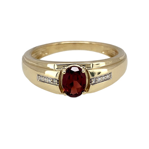 9ct Gold Diamond & Garnet Set Ring