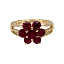 Load image into Gallery viewer, 14ct Gold &amp; Red Stone Set Flower Cluster
