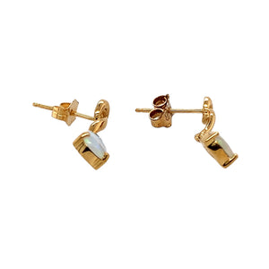 18ct Gold & Opalique Teardrop Set Dropper Earrings