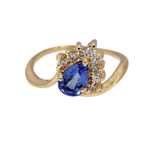 14ct Gold Diamond & Tanzanite Set Dress Ring