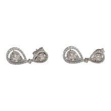 Load image into Gallery viewer, New 9ct White Gold &amp; Diamond Set Teardrop Drop Earrings with the weight 4.30 grams. There is approximately 1.50ct of diamond content in total at approximate clarity Si - i1 and colour J - K. The earrings are 2.7cm long each
