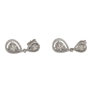 New 9ct White Gold & Diamond Set Teardrop Drop Earrings with the weight 4.30 grams. There is approximately 1.50ct of diamond content in total at approximate clarity Si - i1 and colour J - K. The earrings are 2.7cm long each