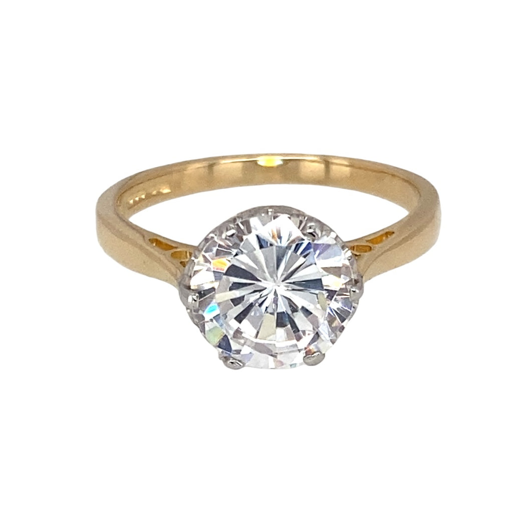 14ct Gold & Cubic Zirconia Set Solitaire Dress Ring
