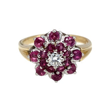 Load image into Gallery viewer, 9ct Gold Diamond &amp; Ruby Set Cluster Ring
