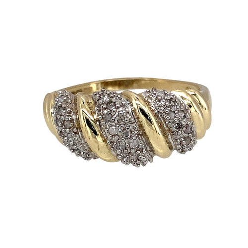 9ct Gold & Diamond Set Wave Band Ring