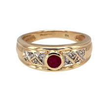 Load image into Gallery viewer, 9ct Gold Diamond &amp; Ruby Set Wide Band Ring
