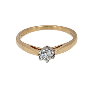 9ct Gold & Diamond Set Solitaire Ring