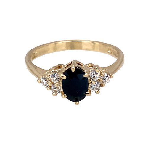 9ct Gold Sapphire & Cubic Zirconia Set Dress Ring