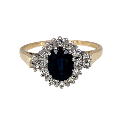 9ct Gold Diamond & Sapphire Set Cluster Ring