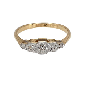 9ct Gold & Platinum Diamond Set Antique Style Ring