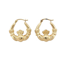 Load image into Gallery viewer, 9ct Gold Claddagh Creole Earrings
