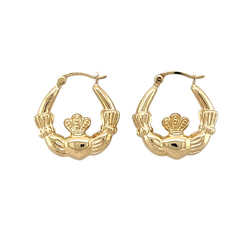 9ct Gold Claddagh Creole Earrings