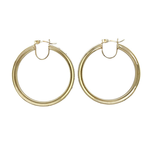 9ct Gold & Cubic Zirconia Hoop Creole Earrings