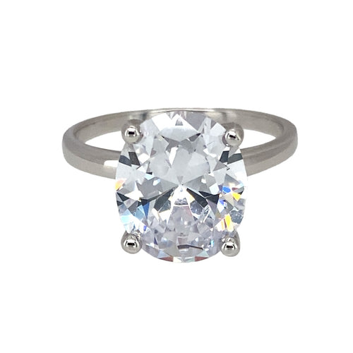 New 925 Silver & Cubic Zirconia Set Solitaire Dress Ring