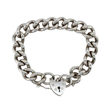 Load image into Gallery viewer, 925 Silver Heart Padlock 7&quot; Charm Bracelet
