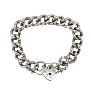 925 Silver Heart Padlock 7" Charm Bracelet