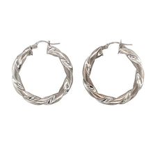 Load image into Gallery viewer, 9ct White Gold Twisted Hoop Creole Earrings
